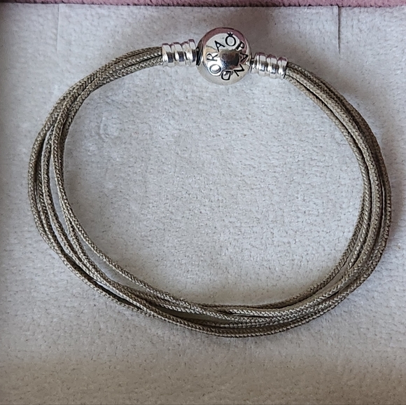 Pandora Multi-Strand Khaki Fabric Bracelet - Picture 1 of 6